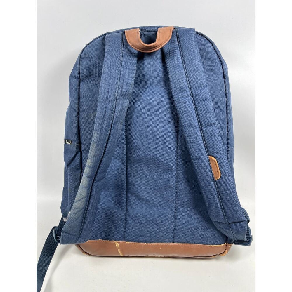 HERSCHEL Backpack Pop Quiz Canvas Leather Trim Waterproof Blue 22L - Picture 6 of 16